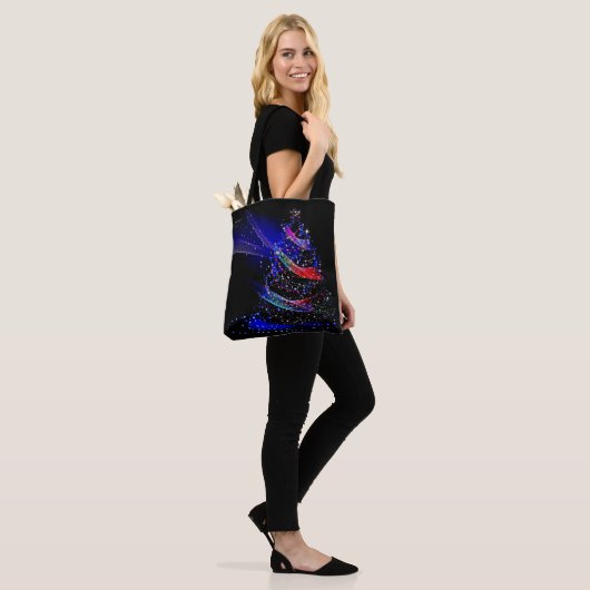 Elegant Navy Blue Starry Christmas Tree Tasche (Am Model)