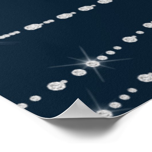 Elegant Navy Blue String Lights Hochzeit Poster (Ecke)