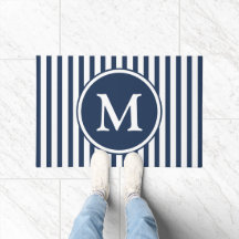 Elegant Navy Blue Stripes Monogram