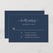 Elegant Navy Blue Sunflowers Hochzeit RSVP Karte (Vorne/Hinten)