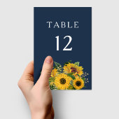 Elegant Navy Blue Sunflowers Hochzeit Tischnummer
