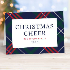 Elegant Navy Blue Tartan Karierte Weihnachtsfeier Feiertagskarte