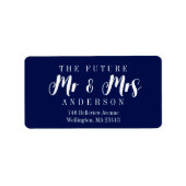 Elegant Navy Blue The Future Mr. und Mrs. Script Adressaufkleber (Vorne)