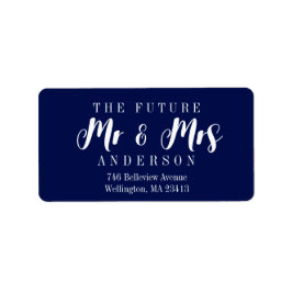 Elegant Navy Blue The Future Mr. und Mrs. Script Adressaufkleber