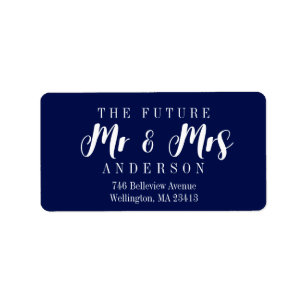 Elegant Navy Blue The Future Mr. und Mrs. Script Adressaufkleber