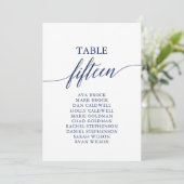 Elegant Navy Blue Tischnummer 15 Seating Chart (Stehend Vorderseite)