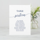 Elegant Navy Blue Tischnummer 16 Seating Chart (Stehend Vorderseite)