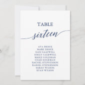 Elegant Navy Blue Tischnummer 16 Seating Chart (Rückseite)