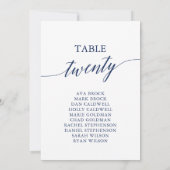 Elegant Navy Blue Tischnummer 20 Seating Chart (Rückseite)