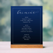 Elegant Navy Blue Typographic Bar Menu Acrylschild (Neutral)