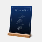 Elegant Navy Blue Typographic Bar Menu Acrylschild (Winkel)