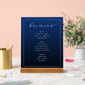 Elegant Navy Blue Typographic Bar Menu Acrylschild (Hochzeit)