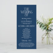 Elegant Navy Blue Typography Wedding Program Programm (Stehend Vorderseite)
