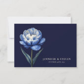 Elegant Navy Blue und Cream Tulip Wedding RSVP Karte (Rückseite)