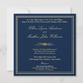 Elegant Navy Blue und Gold feierliche Hochzeit Einladung (Vorderseite)