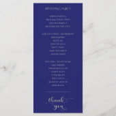 Elegant Navy Blue und Silver Wedding Programm (Rückseite)