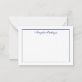 Elegant Navy Blue und White Personalisiert Mitteilungskarte (Vorderseite)