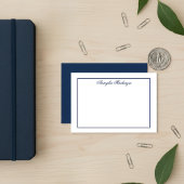 Elegant Navy Blue und White Personalisiert Mitteilungskarte