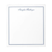 Elegant Navy Blue und White Personalisiert Notizblock (Vorderseite)