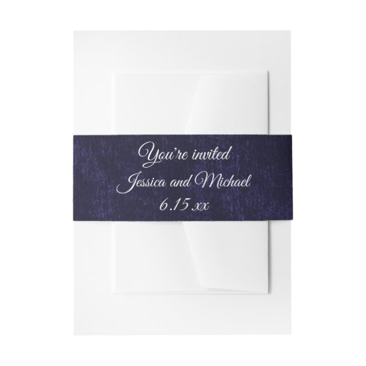 Elegant Navy Blue Velvet Wedding Einladungsbanderole (Vorderseite Beispiel)