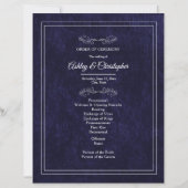 Elegant Navy Blue Velvet White Wedding Program (Vorderseite)