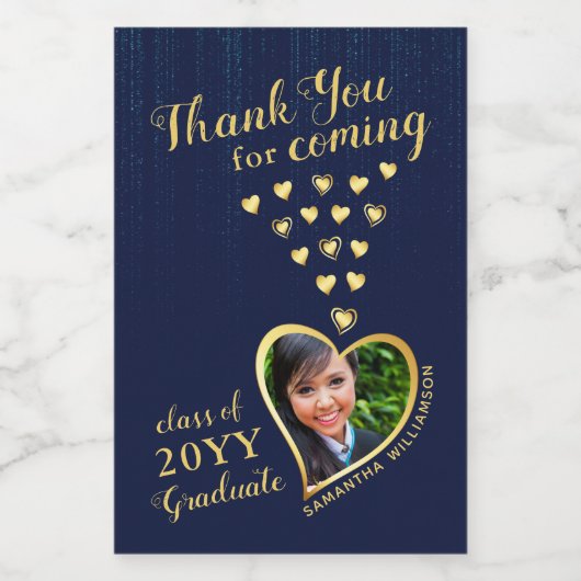 Elegant Navy Blue Vielen Dank 2025 Abschluss Favor Weinetikett (Einzelnes Label)