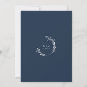 Elegant Navy Blue Vintage Hochzeiten Einladungen (Rückseite)