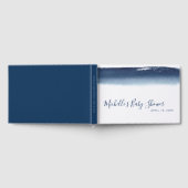 Elegant Navy Blue Watercolor Boy Baby Shower Gästebuch (Voll)