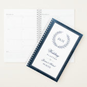 Elegant Navy Blue Watercolor Monogram Wedding Planer (Anzeige)