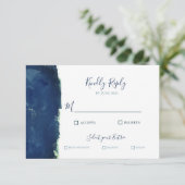 Elegant Navy Blue Watercolor RSVP Karte (Stehend Vorderseite)