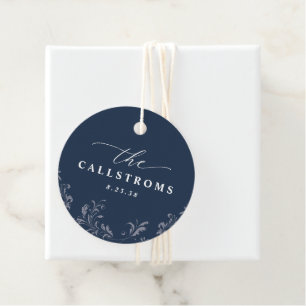 Elegant Navy Blue Wedding Classy Round Gevor Tags Geschenkanhänger
