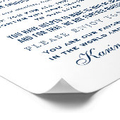 Elegant Navy Blue Wedding Dankeschön Nachricht Poster (Ecke)