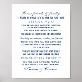 Elegant Navy Blue Wedding Dankeschön Nachricht Poster (Vorne)