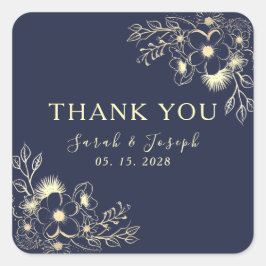 Elegant Navy Blue Wedding Dankeschön Sticker