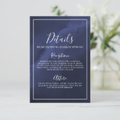 Elegant Navy Blue Wedding Details Begleitkarte (Stehend Vorderseite)