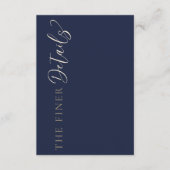 Elegant Navy Blue Wedding Details Begleitkarte (Vorderseite)