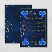 Elegant Navy Blue Wedding Details Card Template Begleitkarte (Vorne/Hinten)