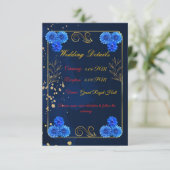 Elegant Navy Blue Wedding Details Card Template Begleitkarte (Stehend Vorderseite)