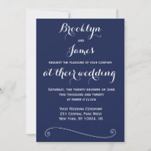 Elegant Navy Blue Wedding Einladung