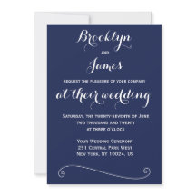 Elegant Navy Blue Wedding Einladung