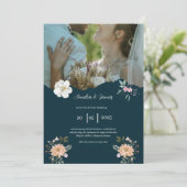 Elegant Navy Blue Wedding Einladung (Stehend Vorderseite)