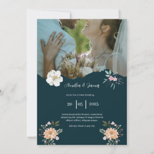 Elegant Navy Blue Wedding Einladung