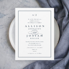 Elegant Navy Blue Wedding Einladung