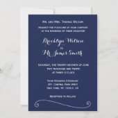 Elegant Navy Blue Wedding Einladung (Vorderseite)