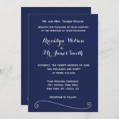 Elegant Navy Blue Wedding Einladung (Vorne/Hinten)