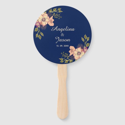 Elegant Navy Blue Wedding Fächer (Vorderseite)