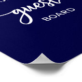 Elegant Navy Blue Wedding Guest Board Sign Poster (Ecke)