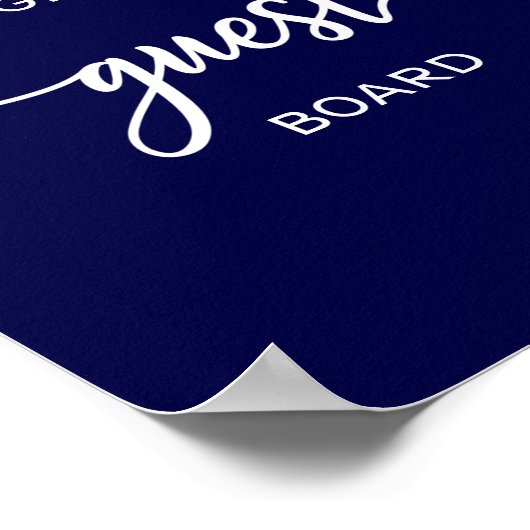 Elegant Navy Blue Wedding Guest Board Sign Poster (Ecke)