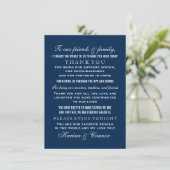 Elegant Navy Blue Wedding Guest Dankeskarte (Stehend Vorderseite)