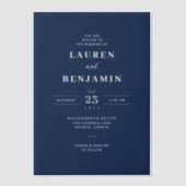 Elegant Navy Blue Wedding Invitation Pergament Einladungen (Vorderseite)